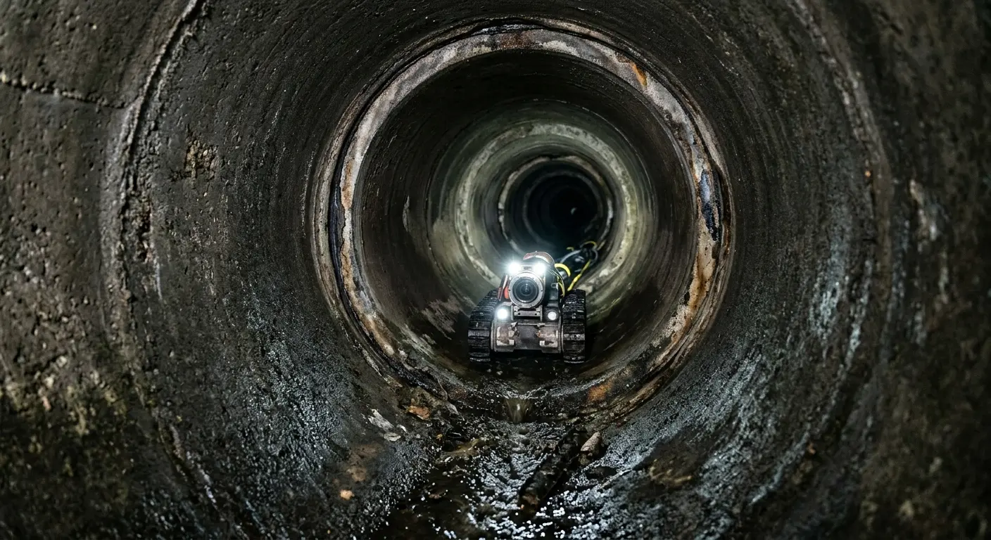 Robotic sewer camera inspecting pipe interior for Drain Snake Service in Fridley